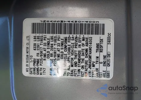 2010 Nissan Rogue Sl z USA, uszkodzony, nr VIN JN8AS5MT4AW014003
